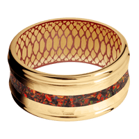 22K Yellow Gold + Hammer , Polish Finish + Habanero Red