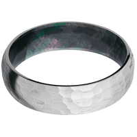 14K White Gold + Hammer Finish + Black Mother of Pearl