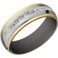 14K White Gold + Satin , Polish Finish + Gun Metal Grey