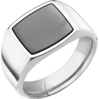 Medium Cushion signet ring (14x14mm) in Cobalt Chrome, with a Wide style band, a Zirconium inlay.