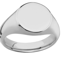 Medium Circle signet ring (14mm) in Titanium, with a Wide style band.