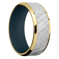 10K Yellow Gold + Polish , Polish Finish + Blue Titanium
