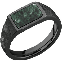Small Horizontal Rectangle signet ring (12x9mm) in Zirconium, with a Wide style band, an Aventurine inlay.