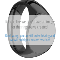 Medium Horizontal Oval signet ring (16x13mm) in Zirconium, with a Wide style band and a Rutgers Rutgers Wordmark Rev engraving.