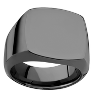Large Cushion signet ring (18x18mm) in Zirconium, with a Wide style band.