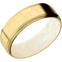 22K Yellow Gold + Rockpolish , Satin Finish + Freshwater Mother of Pearl