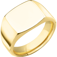 Medium Cushion signet ring (14x14mm) in 10K Yellow Gold, with a Wide style band.