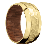 22K Yellow Gold + Rock , Rockpolish Finish + Leopard Wood