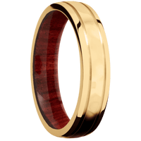 14K Yellow Gold + Rockpolish , Polish Finish + Red Heart