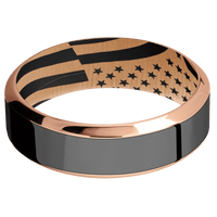 14K Rose Gold + Polish , Polish Finish + Black
