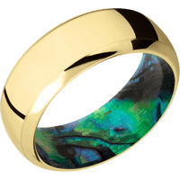 18K Yellow Gold + Polish , Polish Finish + Abalone