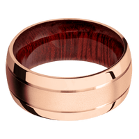 14K Rose Gold + Bead , Polish Finish + Blood Wood