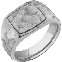 Medium Cushion signet ring (14x14mm) in Titanium, with a Wide style band, a Titanium inlay.
