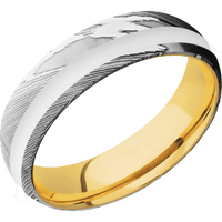 Damascus + Polish Finish + 18K Yellow Gold