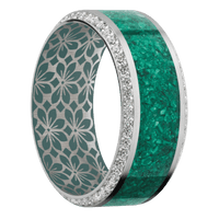 10K White Gold + Satin , Polish Finish + Northern Lights