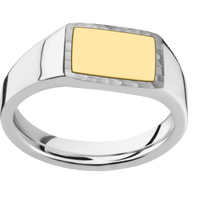 Small Horizontal Rectangle signet ring (12x9mm) in Palladium Silver, with a Wide style band, a 14K Yellow Gold inlay.
