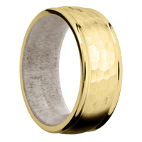 18K Yellow Gold + Hammer , Polish Finish + Antler
