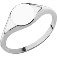 Small Circle signet ring (10mm) in 14K White Gold, with a Thin style band.