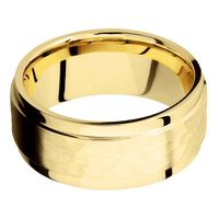10K Yellow Gold + Hammer , Polish Finish