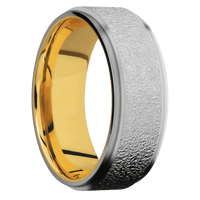 Titanium + Stipple , Bead Finish + 18K Yellow Gold