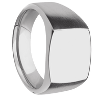 Medium Cushion signet ring (14x14mm) in Titanium, with a Wide style band.