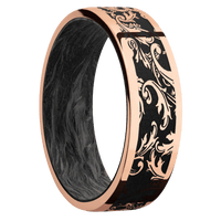 14K Rose Gold + Polish Finish + Forged Carbon Fiber