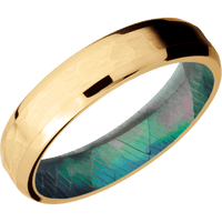 14K Yellow Gold + Hammer , Polish Finish + Black Mother of Pearl