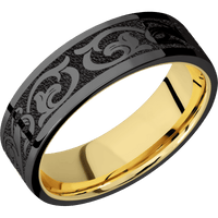 Zirconium + Polish Finish + 14K Yellow Gold