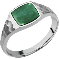 Small Cushion signet ring (10x10mm) in Palladium Silver, with a Thin style band, a Washington Green Jade inlay.