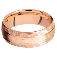 14K Rose Gold + Treebarkh , Rock Finish