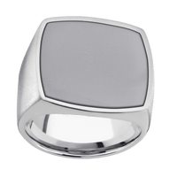 Extra Large Cushion signet ring (22x22mm) in Palladium Silver, with a Wide style band, a Tantalum inlay.
