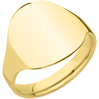 Extra Large Circle signet ring (22mm ) in 10K Yellow Gold, with a Cigar style band.