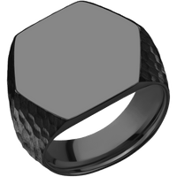 Extra Large Hexagon signet ring (23x20mm) in Zirconium, with a Wide style band.