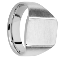 Medium Rectangle signet ring (16x11.5mm) in 18K White Gold, with a Wide style band.