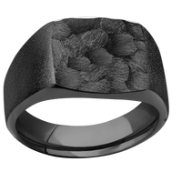 Medium Cushion signet ring (14x14mm) in Zirconium, with a Wide style band.