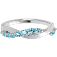 Platinum band with 9 Round Lab Blue Diamond having TCW-.27