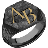 Large Hexagon signet ring (18.5x16mm) in Zirconium, with a Wide style band and a Book Antiqua 2 engraving.