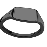Small Horizontal Rectangle signet ring (12x9mm) in Zirconium, with a Thin style band.