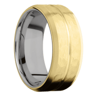 18K Yellow Gold + Polish , Hammer Finish + Titanium