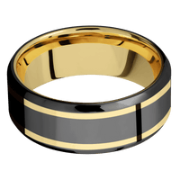 Zirconium + Polish , Polish Finish + 14K Yellow Gold