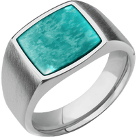 Medium Cushion signet ring (14x14mm) in Titanium, with a Wide style band, an Amazonite inlay.
