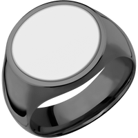 Large Circle signet ring (18mm) in Zirconium, with a Wide style band, a Platinum inlay.