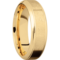 14K Yellow Gold + Distressed , Polish Finish