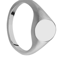 Small Oval signet ring (12x9mm) in Titanium, with a Thin style band.