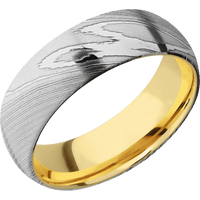 Damascus + Polish Finish + 14K Yellow Gold
