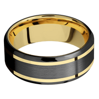 Zirconium + Satin , Polish Finish + 14K Yellow Gold