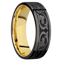 Zirconium + Polish Finish + 14K Yellow Gold