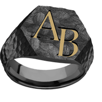 Large Hexagon signet ring (18.5x16mm) in Zirconium, with a Wide style band and a Book Antiqua 2 engraving.