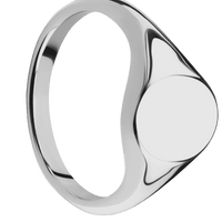 Small Oval signet ring (12x9mm) in Titanium, with a Thin style band.
