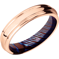 18K Rose Gold + Polish , Polish Finish + Titanium Damascus